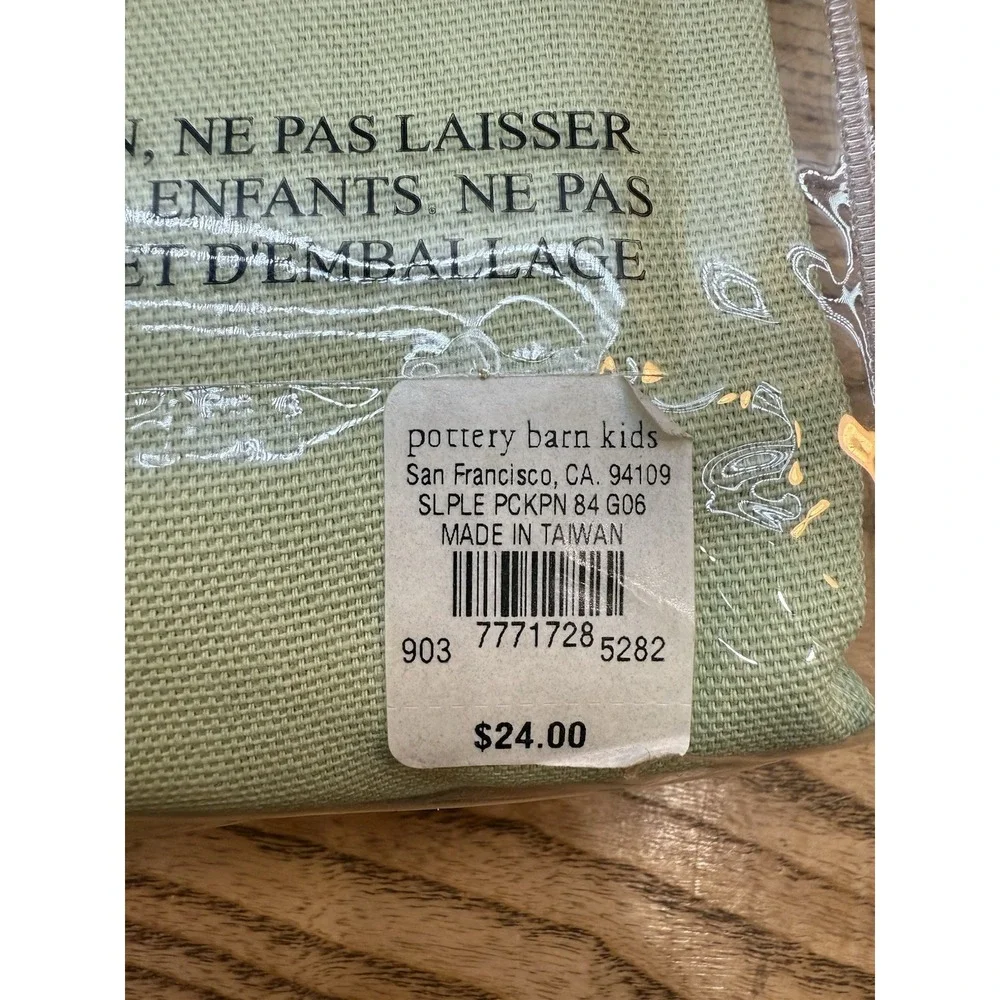 NEW Pottery Barn Kids Green Sailcloth Panel Pole Pock Drape Curtain 44x84 COTTON